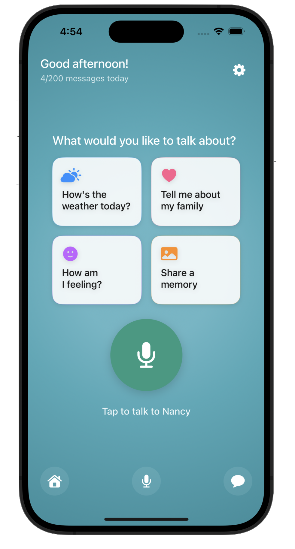 Nancy App Home Screen